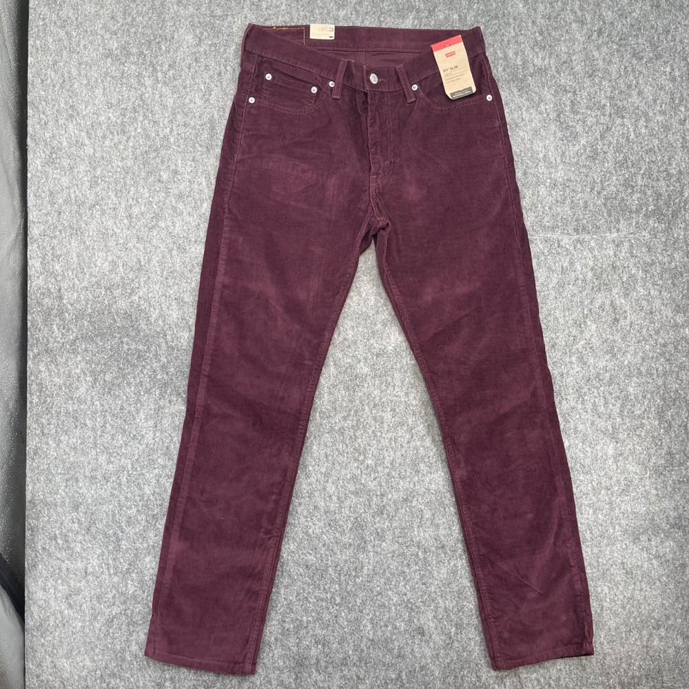 Levis 511 Slim Fit Corduroy Pants Mens W31 L32 Burgundy Stretch New